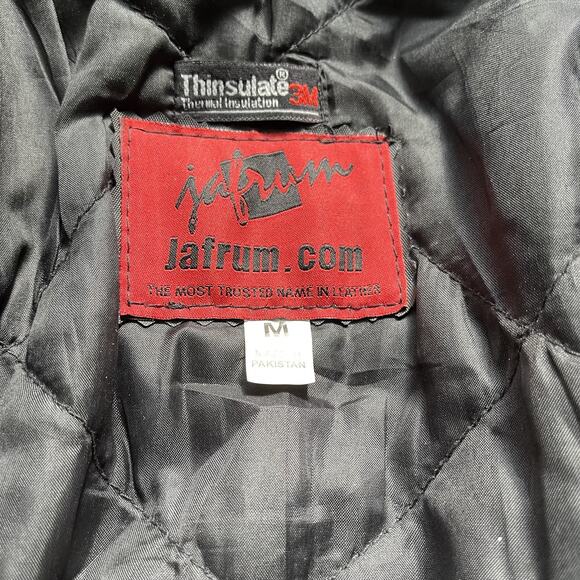First Jafrum Leather Motorcycle Jacket Mens M Black Heavyweight Lined Vented - Picture 11 of 12
